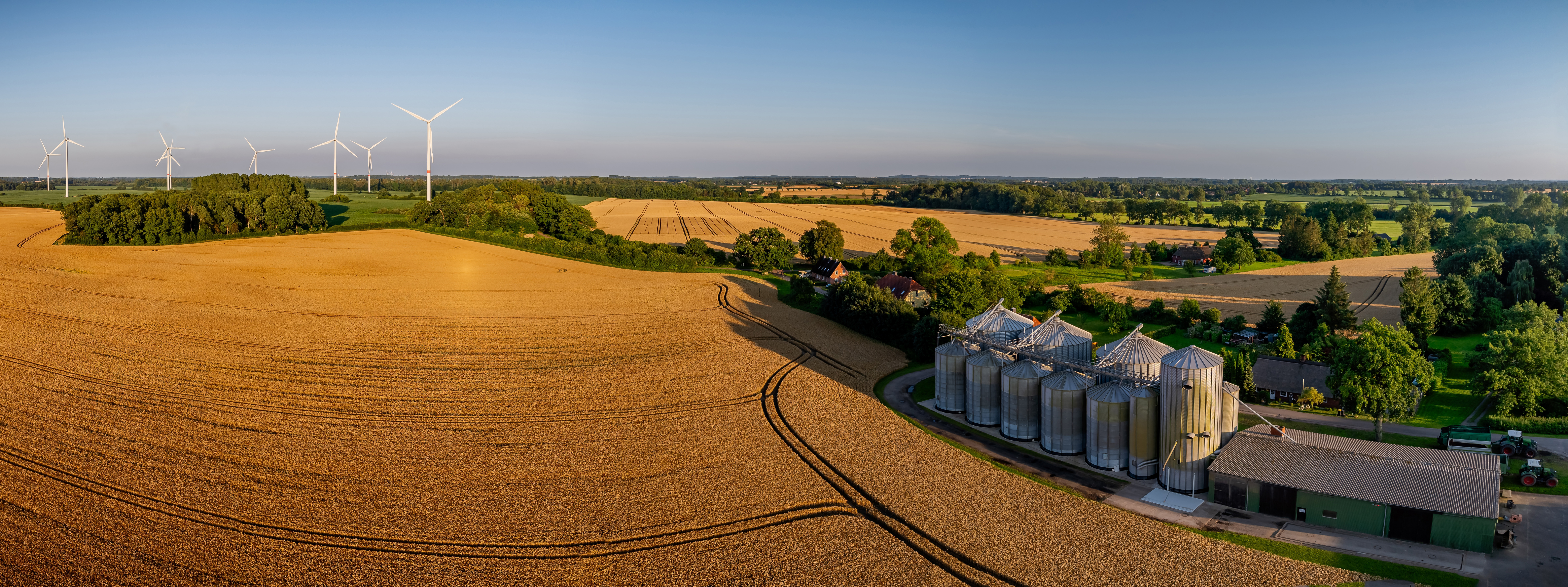 Broadacre wheat country with a receival site on the horizon